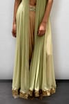 Shop_Jade By Ashima_Green Blouse Dupion Silk Draped Crop Top And Dhoti Pant Set_Online_at_Aza_Fashions