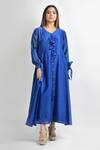 Shop_Suman Nathwani_Blue Pure Silk Chanderi Dress_Online_at_Aza_Fashions