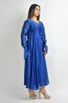Suman Nathwani_Blue Pure Silk Chanderi Dress_Online_at_Aza_Fashions