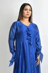 Suman Nathwani_Blue Pure Silk Chanderi Dress_at_Aza_Fashions