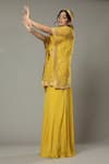 Shop_I Am Design_Yellow Chiffon, Silk Organza Mango Bite Candy Palazzo And Embroidered Kaftan Set _Online_at_Aza_Fashions