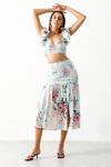 Buy_THE IASO_Blue Cotton Printed Floral Square Neck Garden Crop Top And Midi Skirt Set _at_Aza_Fashions