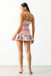 THE IASO_Pink Cotton Printed Floral Strapless Garden Mini Dress _Online_at_Aza_Fashions