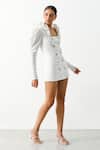 Buy_The Iaso_White Crinkle Cotton Solid Square Neck Sorin Ruffle Shoulder Dress _at_Aza_Fashions