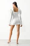 Shop_The Iaso_White Crinkle Cotton Solid Square Neck Sorin Ruffle Shoulder Dress _at_Aza_Fashions