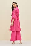 Shop_Meadow_Pink Swiss Dot Cotton Embroidered Ida Puff Sleeve Tunic And Pant Set  _at_Aza_Fashions