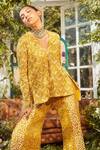 Rococo_Yellow Net Embroidered Bead Work V Neck Era Tunic And Sharara Set _Online_at_Aza_Fashions