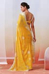 Shop_Isha Gupta Tayal_Yellow Chiffon Printed Floral V Neck Saree With Blouse _at_Aza_Fashions