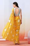 Shop_Isha Gupta Tayal_Yellow Crepe Printed Floral V Neck Pre-draped Saree With Blouse _at_Aza_Fashions