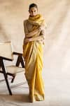 Buy_Swatti Kapoor_Yellow Handwoven Chanderi Printed Block Iha Saree  _at_Aza_Fashions