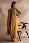 Shop_Swatti Kapoor_Yellow Handwoven Chanderi Printed Block Iha Saree  _at_Aza_Fashions