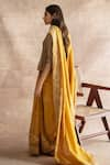 Shop_Swatti Kapoor_Yellow Handwoven Chanderi Printed Block Iha Saree  _Online_at_Aza_Fashions