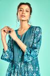 Buy_Saundh_Blue Raw Silk Ikat Print Kurta And Pant Set_Online_at_Aza_Fashions