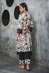 Shop_Sage Saga_Black Lawn Cotton Embroidery Mandarin Collar Printed Kurta _at_Aza_Fashions