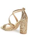 Shop_Sephyr_Gold Glitter Cross Strap Heels_at_Aza_Fashions