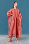 Buy_Ilk_Orange Silk Organza Embroidery Cord Open Cape  _at_Aza_Fashions