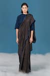 Ilk_Brown Silk Embroidery Pompom Saree  _Online_at_Aza_Fashions