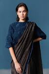 Buy_Ilk_Brown Silk Embroidery Pompom Saree  _Online_at_Aza_Fashions