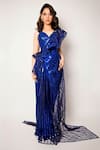 Buy_Amit Aggarwal_Blue Metallic Saree Gown_at_Aza_Fashions