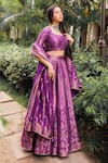 Buy_Safaa_Purple Vegan Silk Lining Shantoon Woven Floral Motifs The Benazir Lehenga Set _at_Aza_Fashions