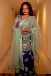 Buy_Osaa by Adarsh_Blue Mulberry Silk Floral Embroidered Kurta Sharara Set