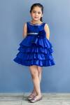 Buy_Pinkcow designs pvt ltd_Blue Taffeta, Crepe Glitter, Embroidery Ruffle Layered Dress _Online_at_Aza_Fashions