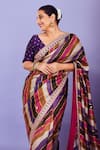 Shop_PUNIT BALANA_Pink Organza Silk And Embroidery Stripe & Marodi Saree With Blouse _Online_at_Aza_Fashions