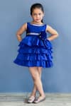 Shop_Pinkcow designs pvt ltd_Blue Taffeta, Crepe Glitter, Embroidery Ruffle Layered Dress _Online_at_Aza_Fashions