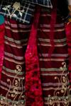 Latha Puttanna_Maroon Karnataka Silk Embroidered Creeper Striped And Pant _Online_at_Aza_Fashions