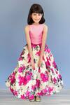 Buy_Pinkcow designs pvt ltd_Pink Silk, Chiffon Ruffles Floral Print Kalidar Lehenga Set _Online_at_Aza_Fashions