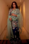Buy_Osaa by Adarsh_Blue Mulberry Silk Floral Embroidered Kurta Sharara Set_at_Aza_Fashions