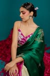 Buy_Latha Puttanna_Pink Pearl Colorblock Embroidered Saree _Online_at_Aza_Fashions