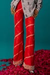Shop_Latha Puttanna_Orange Soft Silk Leheriya Embroidered Pearls Pant _Online_at_Aza_Fashions