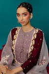 Latha Puttanna_Maroon Silk Batik Woven Star Round Tunic  _Online_at_Aza_Fashions