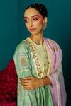 Buy_Latha Puttanna_Pink Embroidered Tiger Silk Organza And Pearl Work Dupatta _Online_at_Aza_Fashions