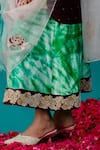 Buy_Latha Puttanna_Green Batik Silk Embroidered Floral Contrast Border Skirt _Online_at_Aza_Fashions