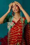 Latha Puttanna_Orange Satin Organza Embroidered Sequins Leheriya Saree _Online_at_Aza_Fashions