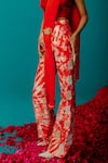 Latha Puttanna_Orange Silk Embroidered Tiger Batik Pattern Pant _at_Aza_Fashions