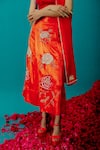 Latha Puttanna_Orange Mashru Silk Embroidered Floral Rose Skirt _Online_at_Aza_Fashions