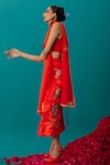 Buy_Latha Puttanna_Orange Mashru Silk Embroidered Floral Rose Skirt _Online_at_Aza_Fashions