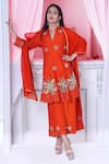 Shop_Sunita Nagi_Orange Dupion Embroidered Leather Notched Round Applique Anarkali Palazzo Set _Online_at_Aza_Fashions