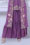 Shop_Sunita Nagi_Purple Sabarmati Georgette Embroidered Thread Jacket Open Sharara Set _Online_at_Aza_Fashions