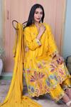 Sunita Nagi_Yellow Dupion Embroidered Floral Applique Anarkali Palazzo Set _Online_at_Aza_Fashions