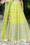 Gopi Vaid_Yellow Blouse And Lehenga Cotton Silk Cape Organza Applique Bridal Set _Online_at_Aza_Fashions