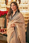 MATSYA_Beige Tissue Embroidery Zardozi V The Grand Athena Saree With Blouse  _at_Aza_Fashions