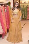 Buy_Paulmi And Harsh_Yellow Chiffon, Crepe And Net Mirror, Resham, Sequin, Flame Layered Lehenga Set_at_Aza_Fashions