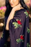 Shop_Label Earthen_Blue Chanderi Silk Embroidered Floral Phool Pathi Saree With Blouse  _Online