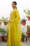 Buy_Archana Jaju_Yellow Handwoven Chanderi Embroidered Mirror Round Work Kurta Sharara Set _at_Aza_Fashions