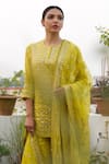 Archana Jaju_Yellow Handwoven Chanderi Embroidered Mirror Round Work Kurta Sharara Set _at_Aza_Fashions