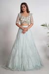 Buy Merge Design Blue Net, Organza, Chiffon Embroidery, Pearls, Sequins Sweetheart Lehenga Set Buy_Merge Design_Blue Net, Organza, Chiffon Embroidery, Pearls, Sequins Sweetheart Lehenga Set